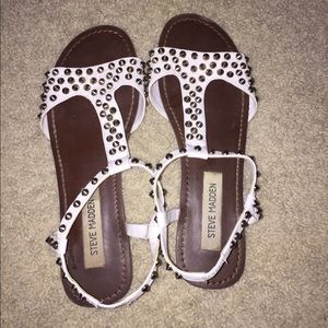 Size 6 white studded Steve Madden sandals